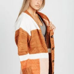 Piper & Scoot The Elijah Color Block Cardigan In Camel