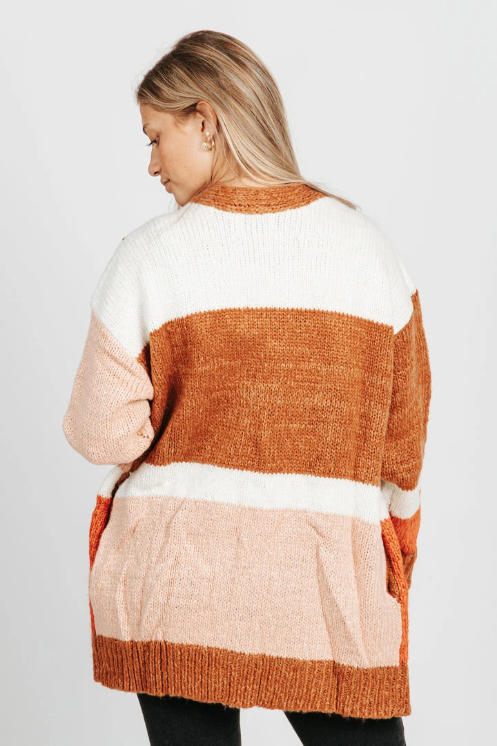 Piper & Scoot The Elijah Color Block Cardigan In Camel