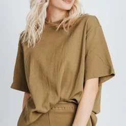 Piper & Scoot The Niall Oversized Tee In Moss