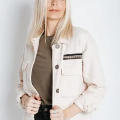 Piper & Scoot Tops The Naylor Pocket Detail Jacket In Cream