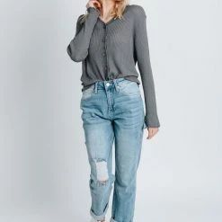 Piper & Scoot Tops The Adrienne Thin Cardigan In Grey