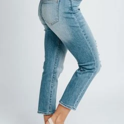 Piper & Scoot Denim: The High Rise Mom Jean In Medium Blue Bottoms + Jumpsuits