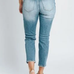 Piper & Scoot Denim: The High Rise Mom Jean In Medium Blue Bottoms + Jumpsuits