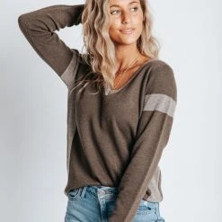 Piper & Scoot Tops The Chip Sweater In Dark Brown