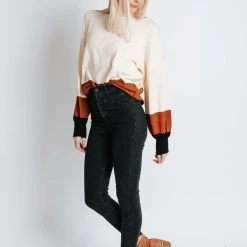Piper & Scoot The Palomino Color Block Sweater In Camel