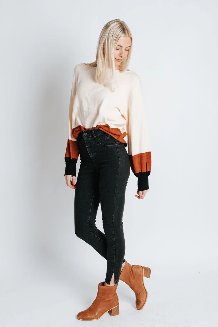 Piper & Scoot The Palomino Color Block Sweater In Camel