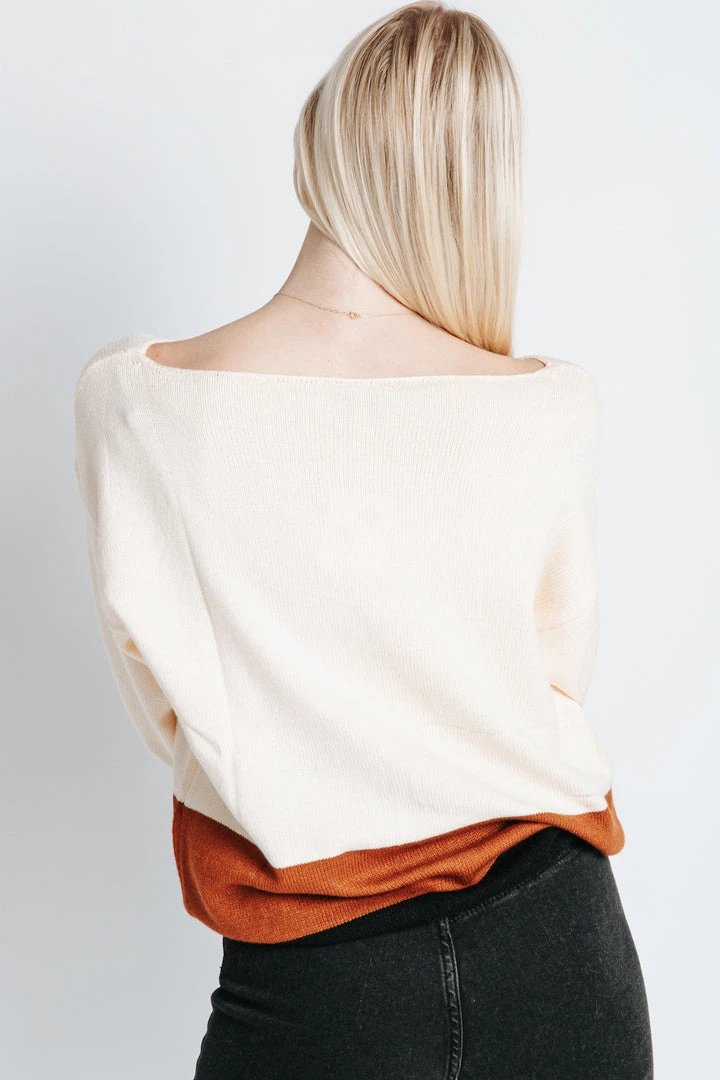 Piper & Scoot The Palomino Color Block Sweater In Camel