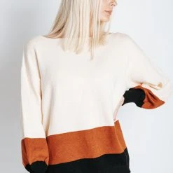 Piper & Scoot The Palomino Color Block Sweater In Camel