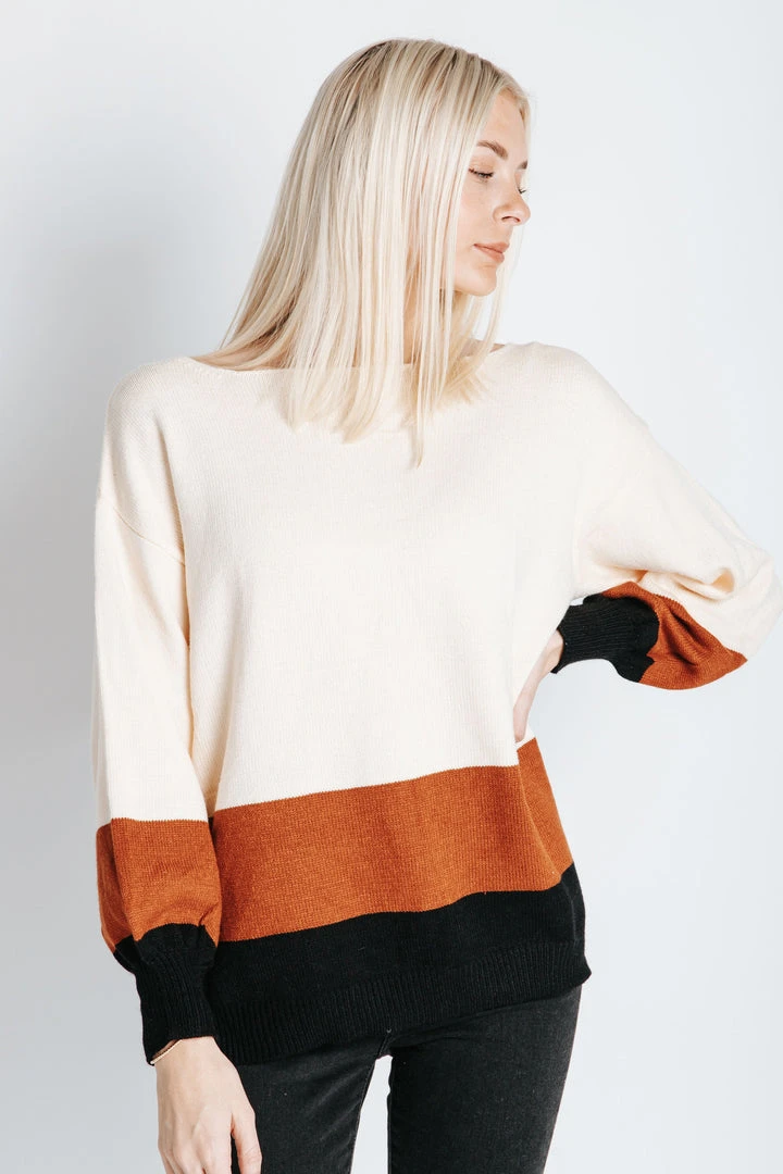 Piper & Scoot The Palomino Color Block Sweater In Camel