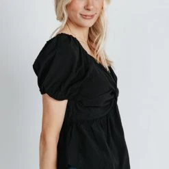 Piper & Scoot The Findlay Sweetheart Blouse In Black