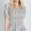 Piper & Scoot The Marylin Smocked Peplum In Grey Tops