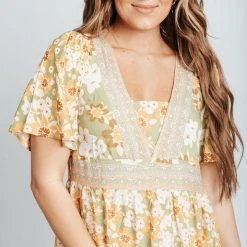 Piper & Scoot The Laura Floral Midi Dress In Lime Dresses