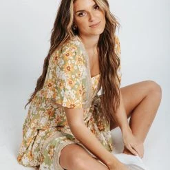 Piper & Scoot The Laura Floral Midi Dress In Lime Dresses