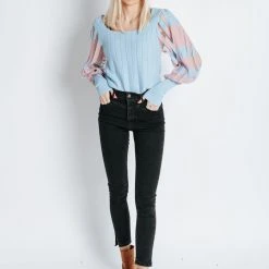 Piper & Scoot The Silma Sleeve Detail Blouse In Blue