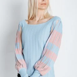 Piper & Scoot The Silma Sleeve Detail Blouse In Blue