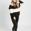 Piper & Scoot Tops The Linette Striped Pullover In Black + Cream