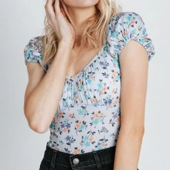 Piper & Scoot Tops The Judd Floral Bodysuit In Blue