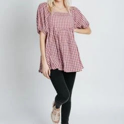 Piper & Scoot The Liddle Gingham Peplum In Purple