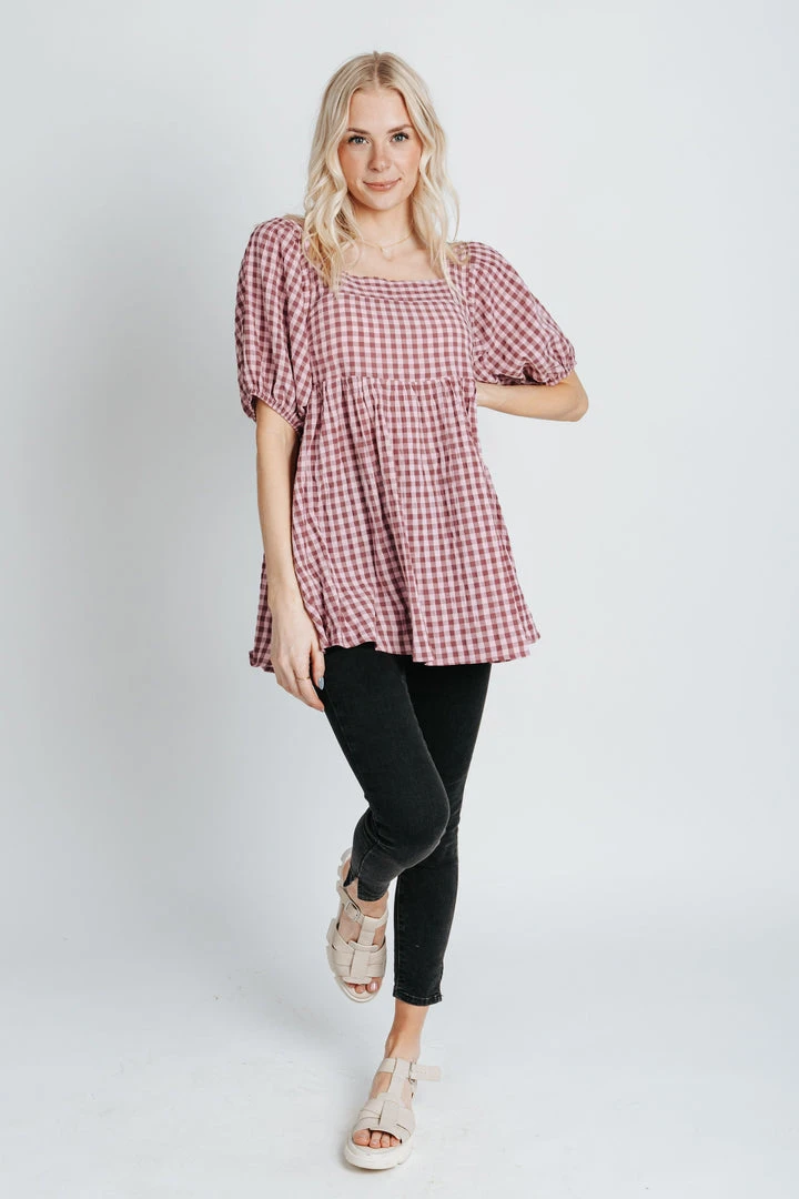 Piper & Scoot The Liddle Gingham Peplum In Purple