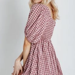 Piper & Scoot The Liddle Gingham Peplum In Purple