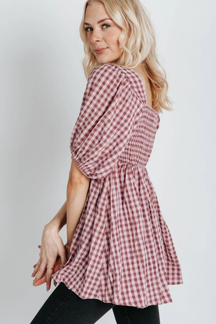 Piper & Scoot The Liddle Gingham Peplum In Purple