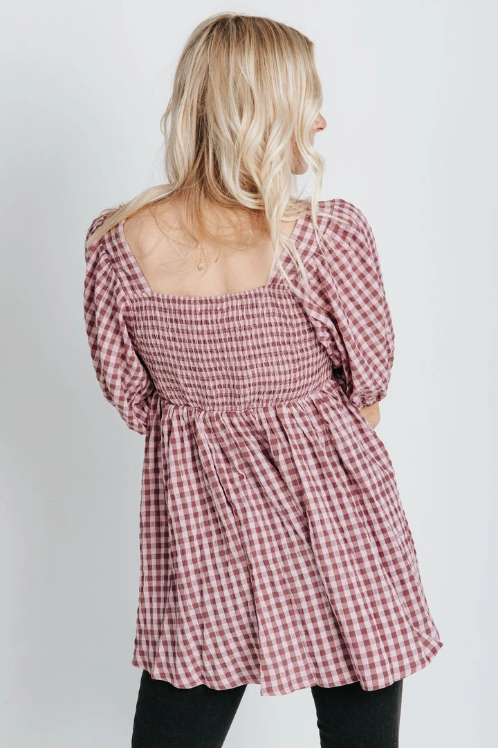 Piper & Scoot The Liddle Gingham Peplum In Purple
