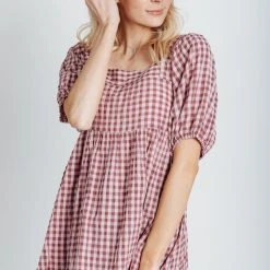 Piper & Scoot The Liddle Gingham Peplum In Purple