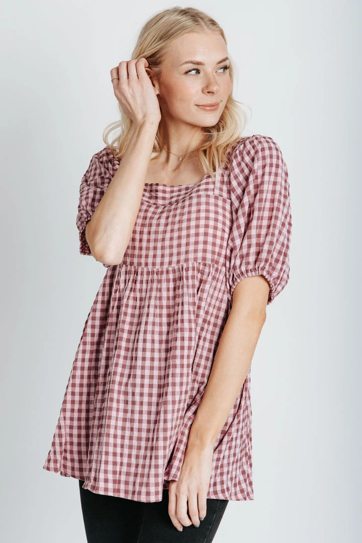 Piper & Scoot The Liddle Gingham Peplum In Purple