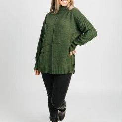 Piper & Scoot The Cornwall Turtleneck Sweater In Green Tops