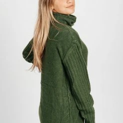 Piper & Scoot The Cornwall Turtleneck Sweater In Green Tops