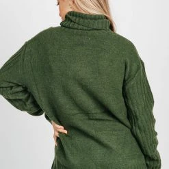 Piper & Scoot The Cornwall Turtleneck Sweater In Green Tops