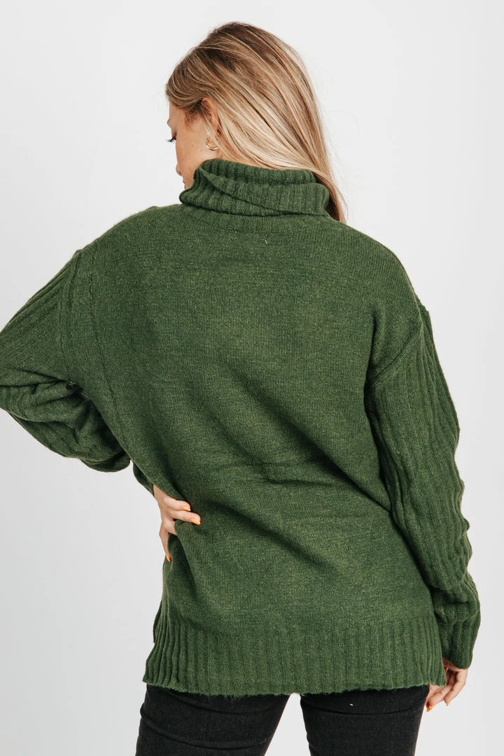 Piper & Scoot The Cornwall Turtleneck Sweater In Green Tops