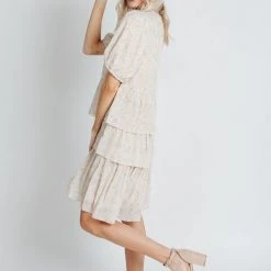 Piper & Scoot The Romney Dot Tiered Dress In Cream
