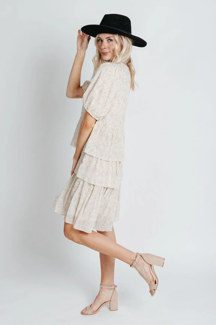 Piper & Scoot The Romney Dot Tiered Dress In Cream
