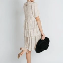 Piper & Scoot The Romney Dot Tiered Dress In Cream