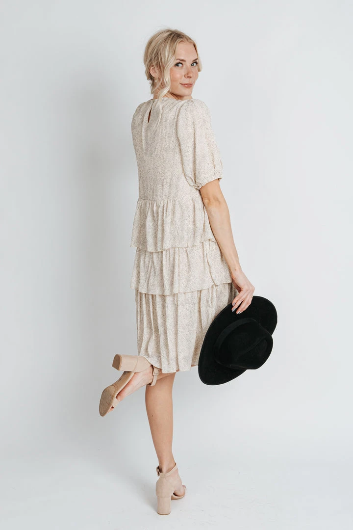 Piper & Scoot The Romney Dot Tiered Dress In Cream