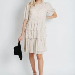 Piper & Scoot The Romney Dot Tiered Dress In Cream