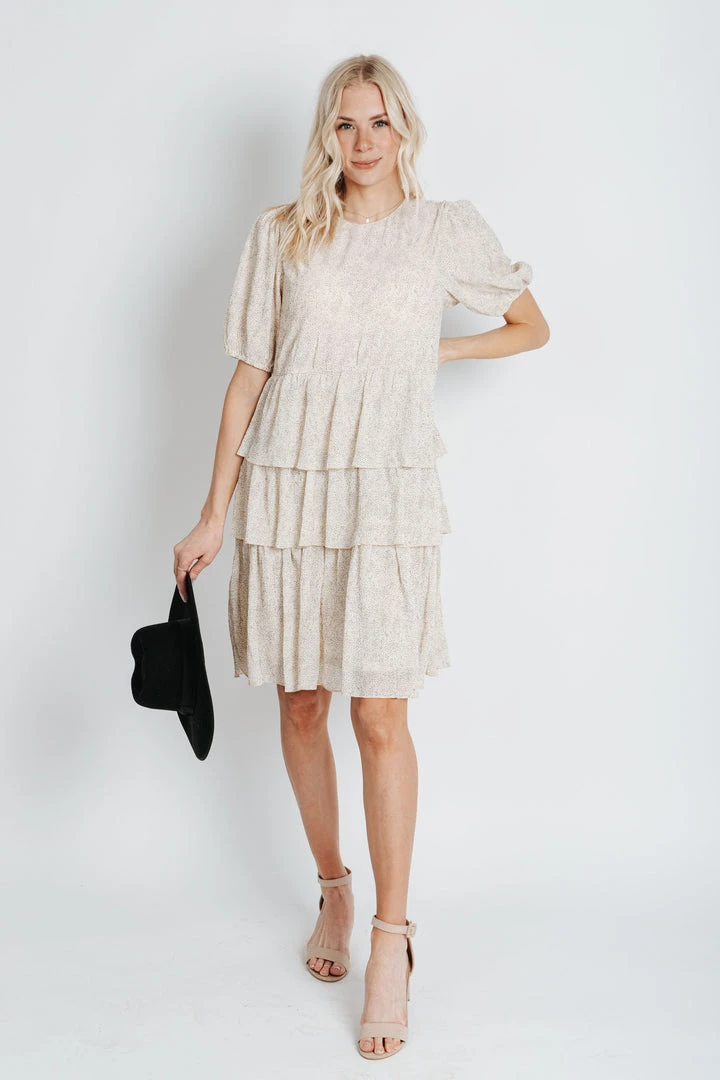 Piper & Scoot The Romney Dot Tiered Dress In Cream