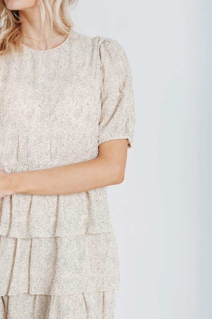 Piper & Scoot The Romney Dot Tiered Dress In Cream