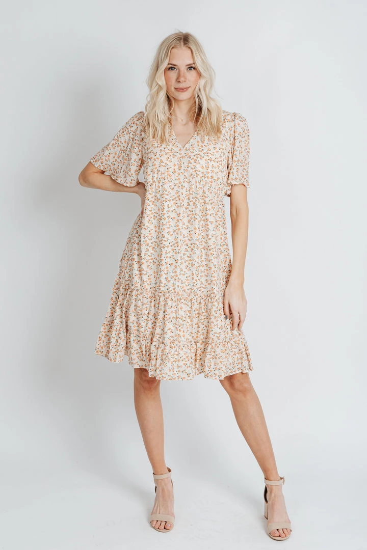 Piper & Scoot The Athena Floral Dress In Tangerine