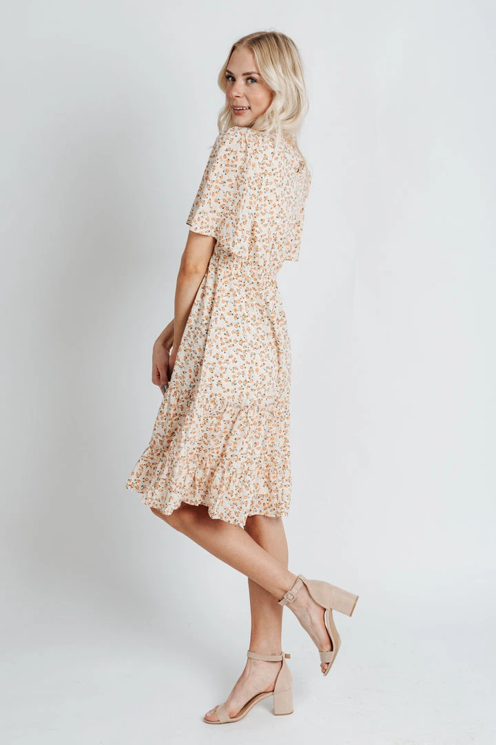 Piper & Scoot The Athena Floral Dress In Tangerine