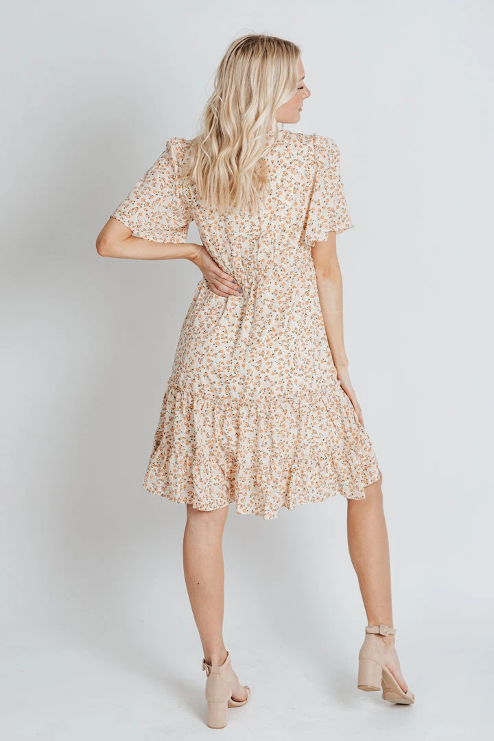 Piper & Scoot The Athena Floral Dress In Tangerine