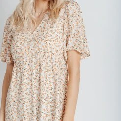 Piper & Scoot The Athena Floral Dress In Tangerine