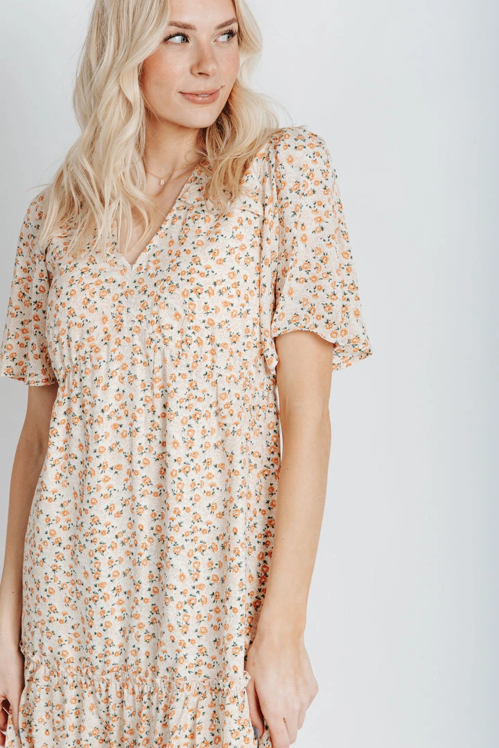 Piper & Scoot The Athena Floral Dress In Tangerine
