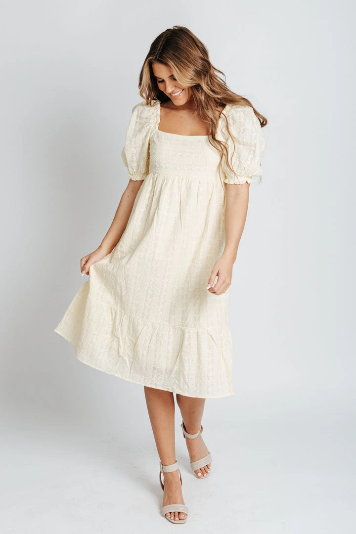 Piper & Scoot The Roads Square Neck Dress In Light Yellow Dresses