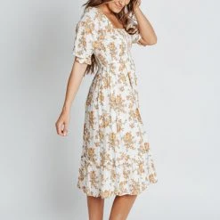 Piper & Scoot Dresses The Matthews Smocked Floral Dress In Ivory