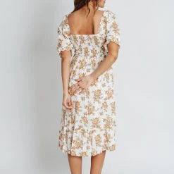 Piper & Scoot Dresses The Matthews Smocked Floral Dress In Ivory