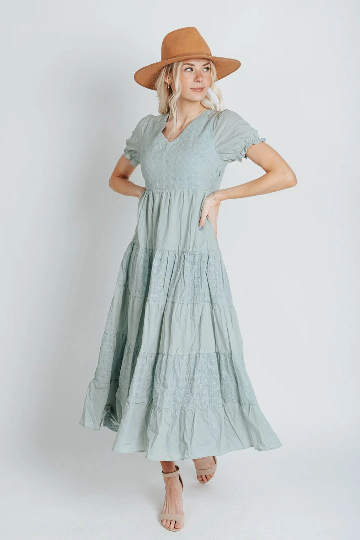 Piper & Scoot The Tayley Tiered Maxi Dress In Cloud Blue