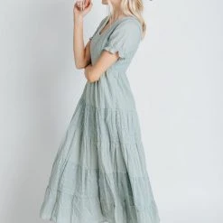 Piper & Scoot The Tayley Tiered Maxi Dress In Cloud Blue