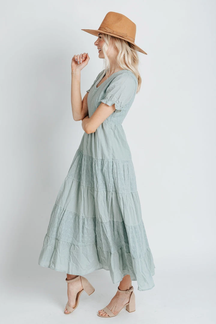 Piper & Scoot The Tayley Tiered Maxi Dress In Cloud Blue